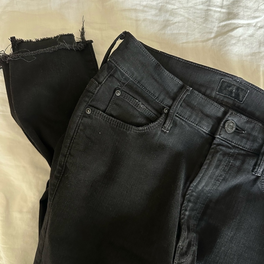 Mother jeans zip ankle step fray